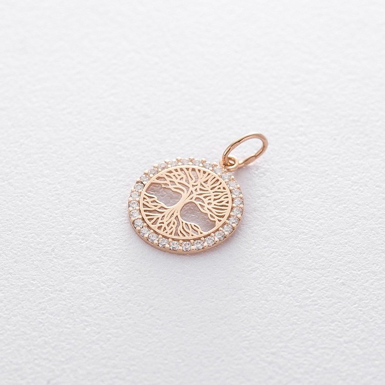 Золотой кулон "Древо жизни" с фианитами п03013 от ювелирного магазина Оникс