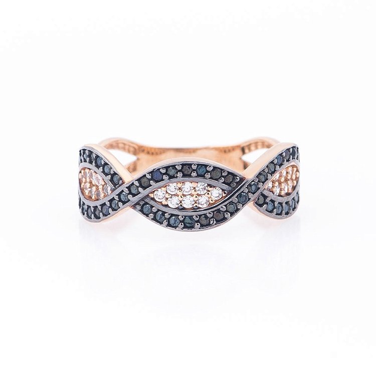 Золотое кольцо "Бесконечность" (фианиты) к03463 от ювелирного магазина Оникс - 2