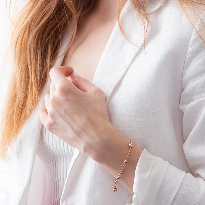 Браслет "Кульки" у червоному золоті (фіаніти) б05072 №4