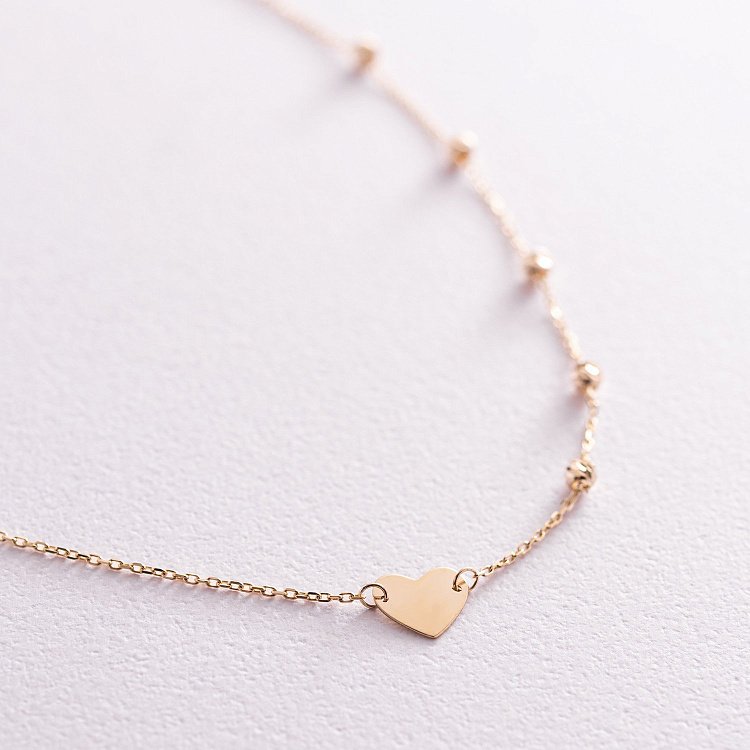 Колье "Сердечко" в желтом золоте кол02091 от ювелирного магазина Оникс - 4