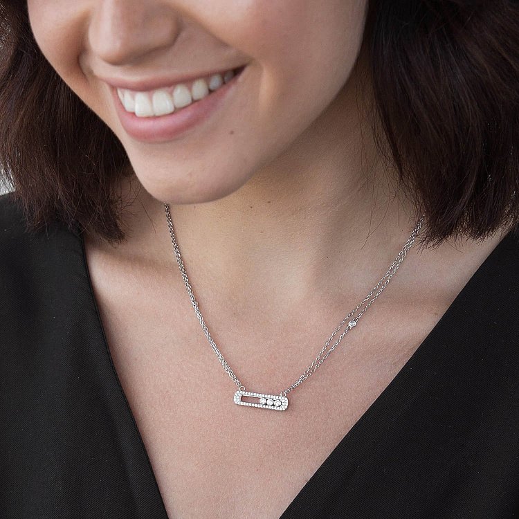 Срібне кольє з фіанітами 18484 від ювелірного магазину Онікс