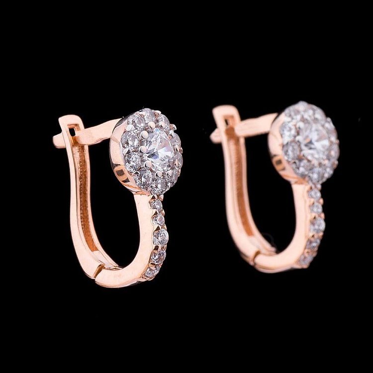 Золоті сережки (фіаніти) с02371 від ювелірного магазину Онікс - 2