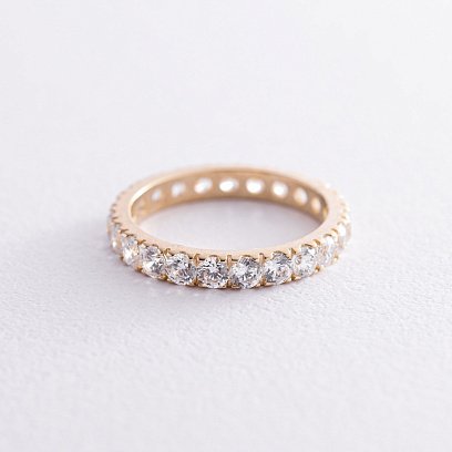 Каблучка з доріжкою каменів у жовтому золоті (фіаніти) к07389 №4