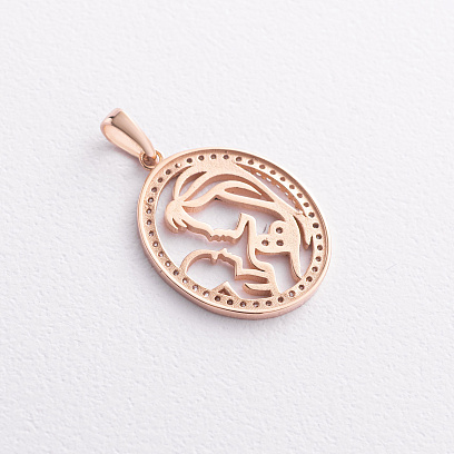 Золотой кулон "Мама и ребенок" с фианитами п04103 №2