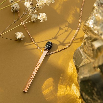 Золоте кольє "Сірник" (чорні фіаніти) кол01468 №7