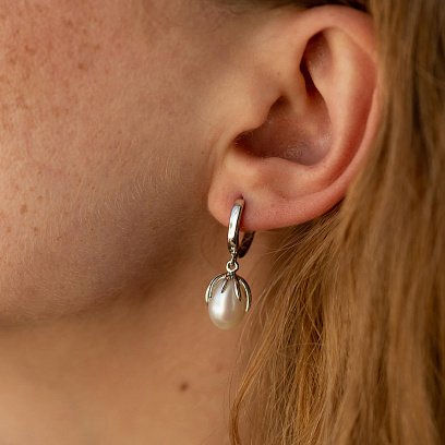 Золотые серьги с жемчугом с07317 №7