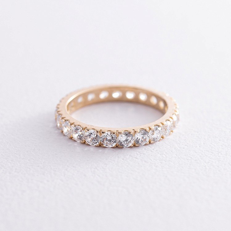 Каблучка з доріжкою каменів у жовтому золоті (фіаніти) к07389 від ювелірного магазину Онікс - 5