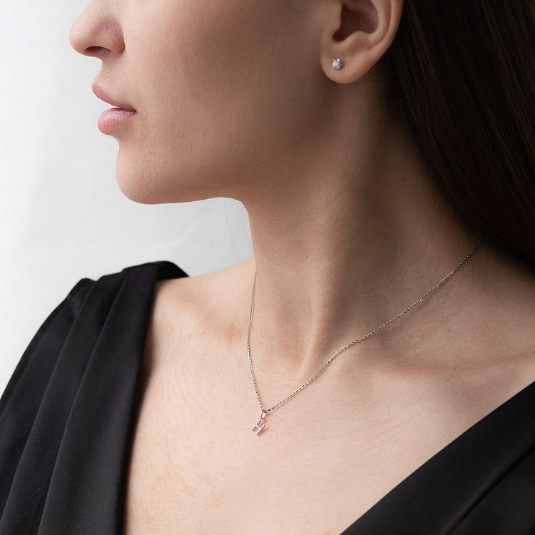 Золотой кулон с буквой Н (бриллианты) пб0219gch от ювелирного магазина Оникс - 1