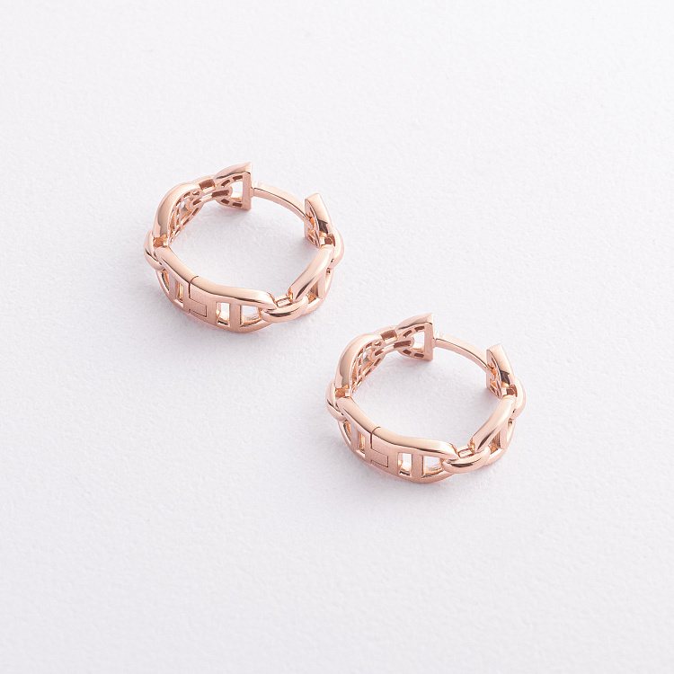 Серьги - кольца "Helen" в красном золоте с09571 от ювелирного магазина Оникс - 1