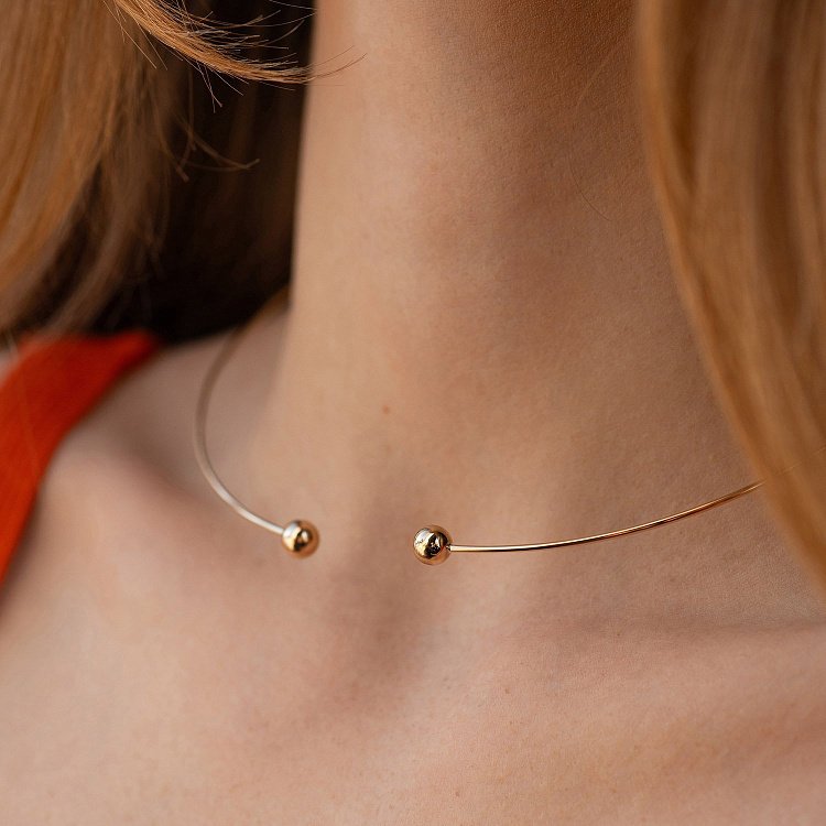 Кольє - чокер "Miley" (жовте золото) з кульками кол02548 від ювелірного магазину Онікс