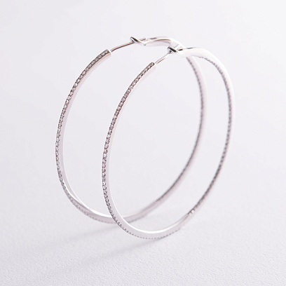 Золоті сережки - кільця з діамантами с801