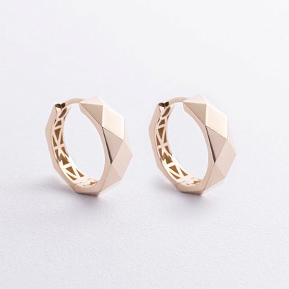 Сережки - кільця "Грані" у жовтому золоті с09303