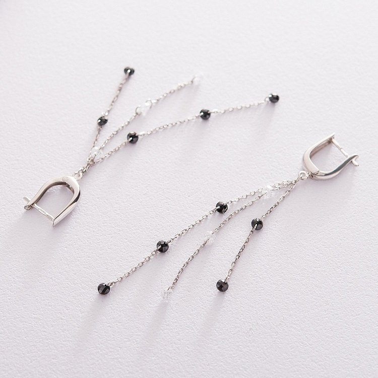 Серебряные серьги на английской застежке с фианитами 122548 от ювелирного магазина Оникс - 2