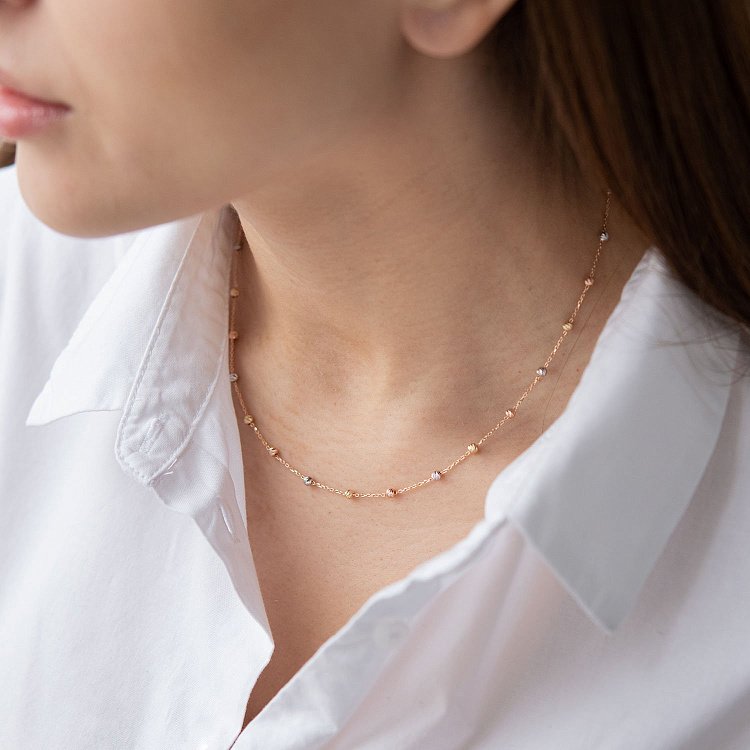 Золотое колье "Шарики" кол01616 от ювелирного магазина Оникс - 1