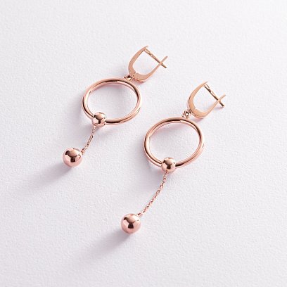 Золоті сережки "Унікальність" з кульками с07833 №2