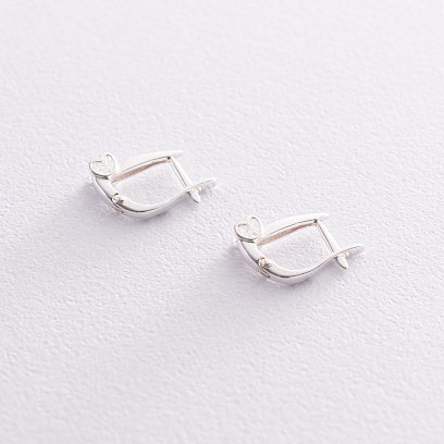 Серебряные серьги "Сердечки" (фианиты) 123005 №3