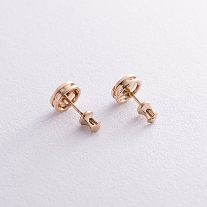 Золотые серьги - пусеты с черными бриллиантами 334483122 №5