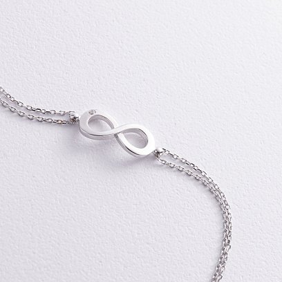 Браслет "Нескінченність" в білому золоті (фіаніт) б04856 №3