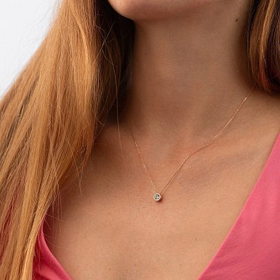 Золоте кольє з одним фіанітом кол01641 №2