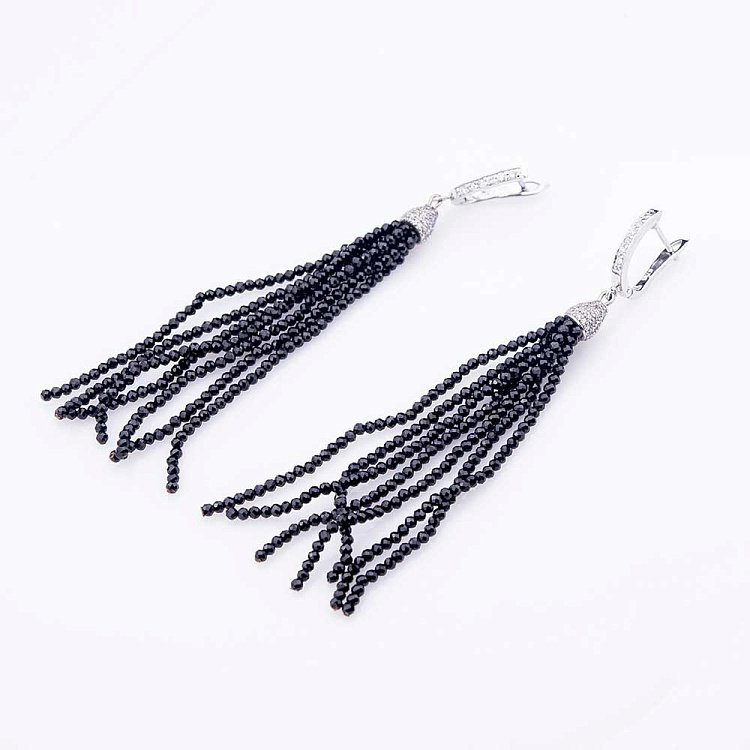 Серебряные серьги с фианитами и агатом 121814 от ювелирного магазина Оникс - 1