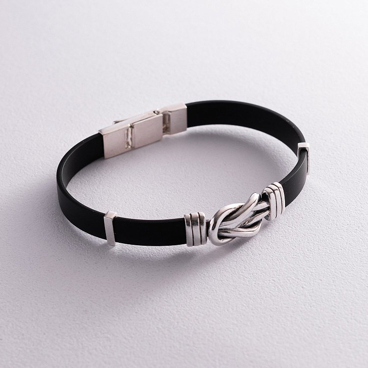 Каучуковий браслет "Переплетення" з срібла 141582 від ювелірного магазину Онікс