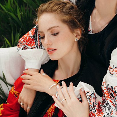 Серебряные серьги - пусеты "Подсолнухи" 123110 №6