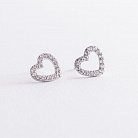 Срібні сережки - пусети "Сердечка" з фіанітами 123030 от ювелирного магазина Оникс - 3