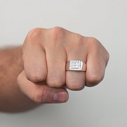 Чоловіча золота печатка з діамантами кб0377nl №2