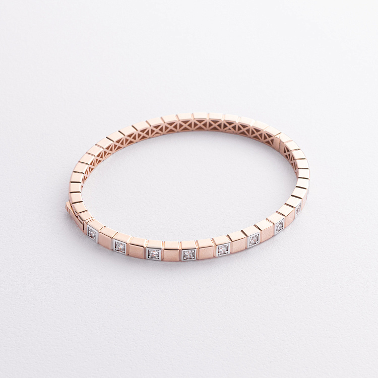 Жесткий золотой браслет "Кубики" (фианиты) б05615 от ювелирного магазина Оникс - 3