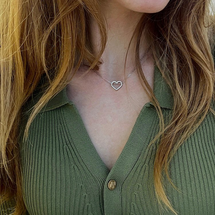 Серебряное колье "Сердечко" с фианитами 908-01004 от ювелирного магазина Оникс - 8