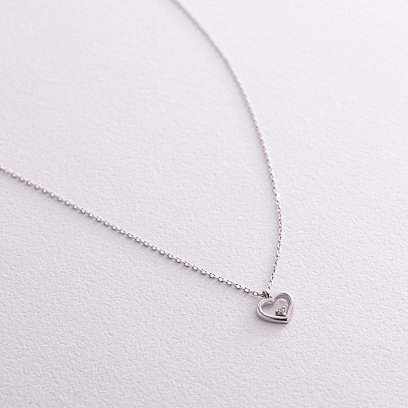 Колье "Сердечко" в белом золоте кол02379 №3
