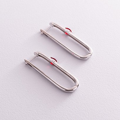 Серебряные серьги "Бриана" (красные фианиты) 123133 №4