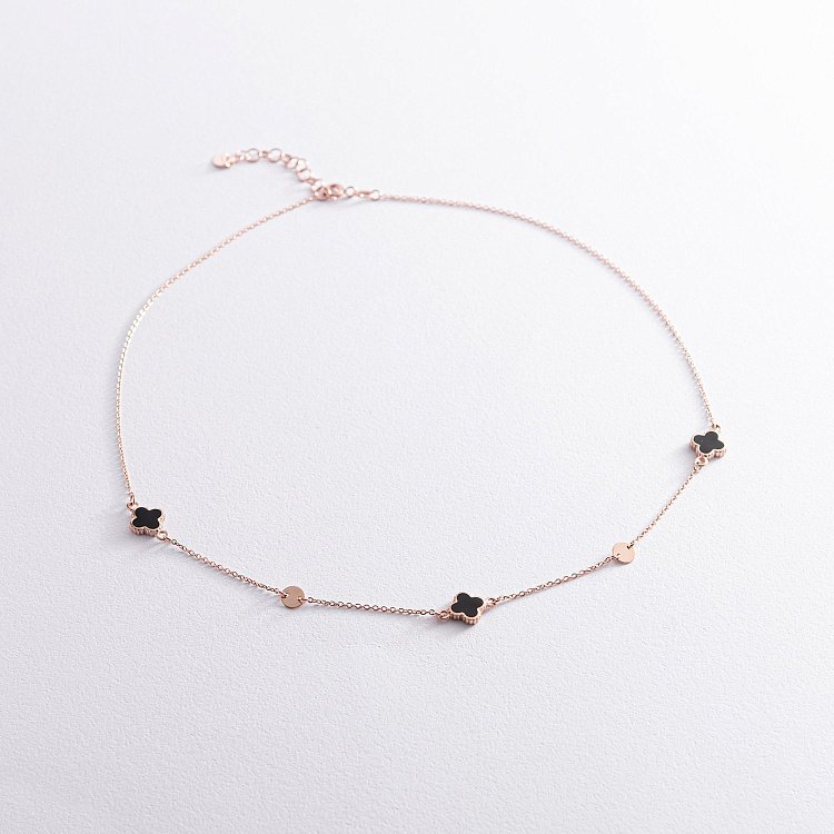 Золотое колье "Клевер" с эмалью 860412Е от ювелирного магазина Оникс