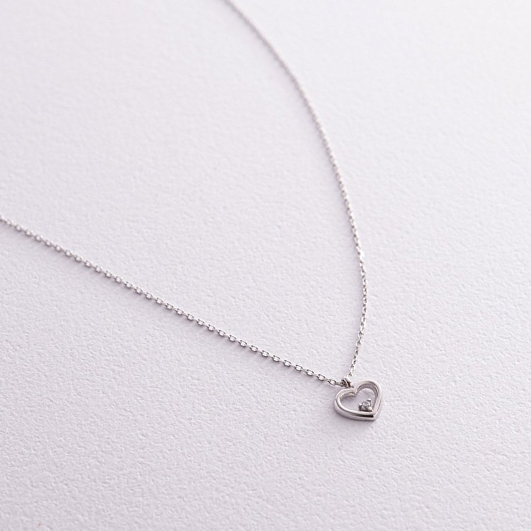 Колье "Сердечко" в белом золоте кол02379 от ювелирного магазина Оникс - 2