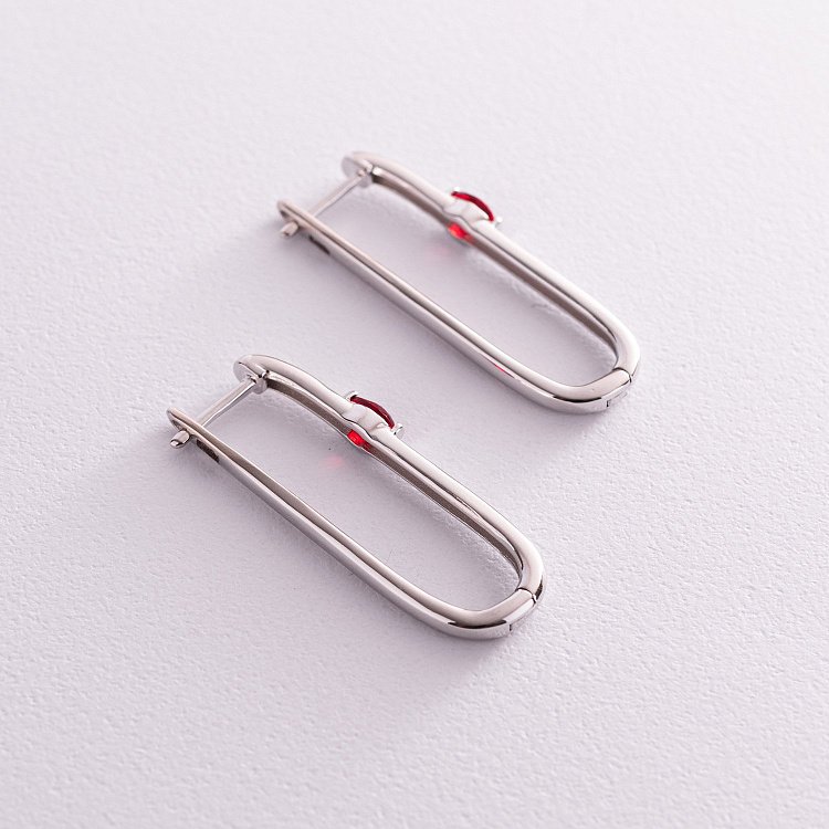 Серебряные серьги "Бриана" (красные фианиты) 123133 от ювелирного магазина Оникс - 3