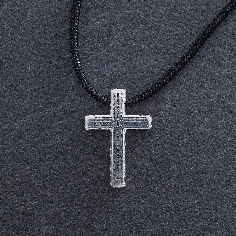 Православный серебряный крест "Отче наш" на шнурке 181272 от ювелирного магазина Оникс - 8