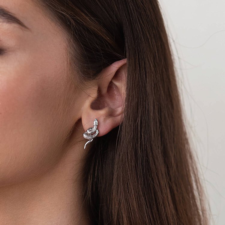 Серьги "Змеи" в белом золоте с07941 от ювелирного магазина Оникс - 5