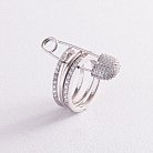 Серебряное кольцо - трансформер "Булавка" с фианитами 112628 от ювелирного магазина Оникс - 7