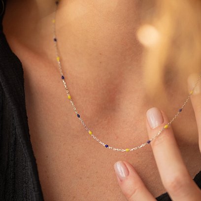 Кольє в сріблі (синя та жовта емаль) 181270 №7