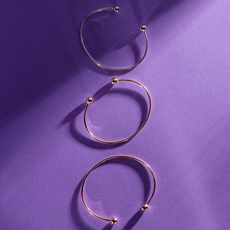 Жорсткий браслет "Кульки" (жовте золото) б05475 від ювелірного магазину Онікс - 8