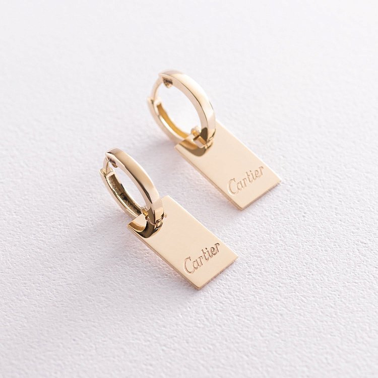 Серьги на застежке конго (желтое золото) с06746 от ювелирного магазина Оникс