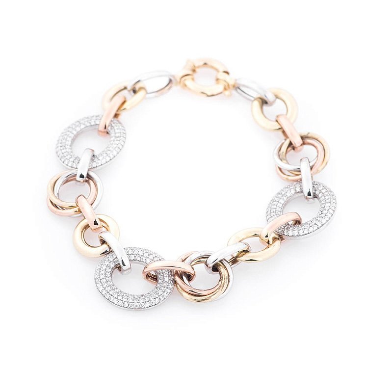 Золотой браслет с фианитами б01792 от ювелирного магазина Оникс