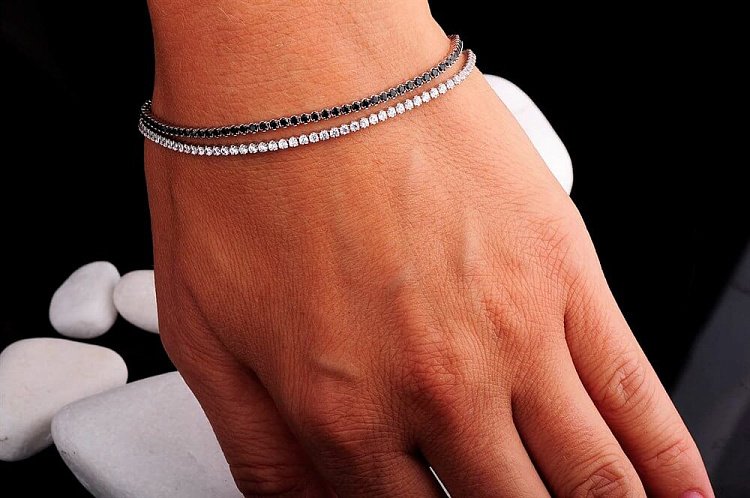 Жіночий браслет з білого золота з фіанітами б01686 від ювелірного магазину Онікс - 6