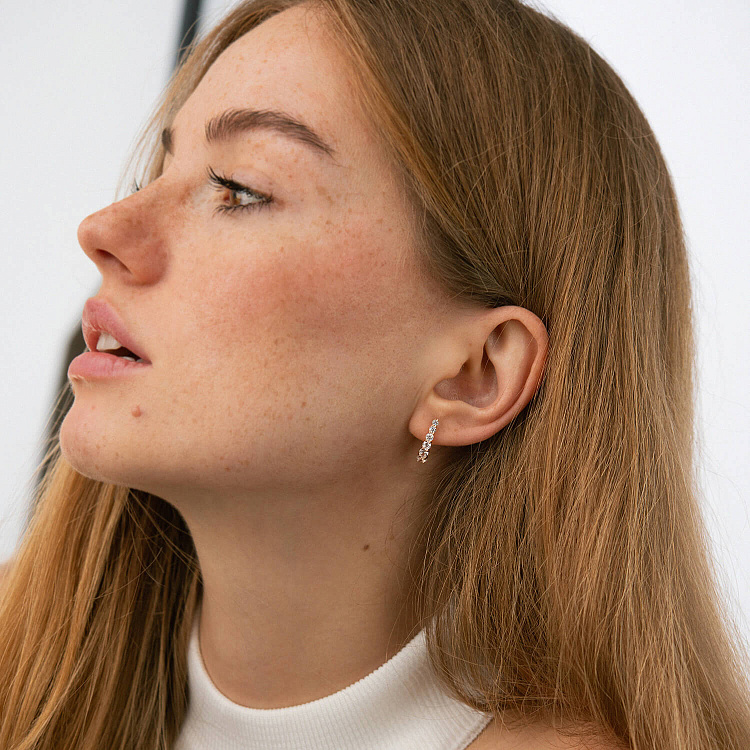 Золоті сережки з фіанітами с08909 від ювелірного магазину Онікс - 4