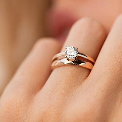 Заручальна золота каблучка з фіанітом к06433 №5