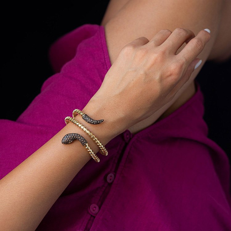 Браслет "Змія" в жовтому золоті б04506 від ювелірного магазину Онікс - 1