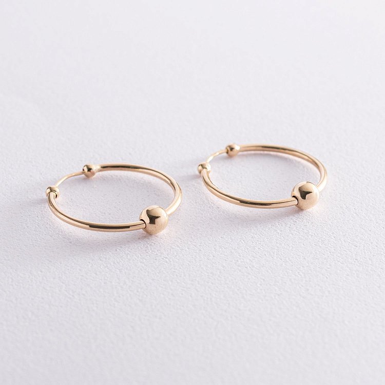 Серьги - кольца Гармония в желтом золоте с07314 от ювелирного магазина Оникс - 4