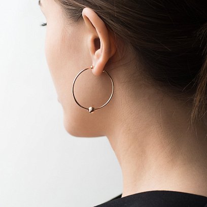 Сережки - кільця Гармонія в червоному золоті с06693 №4