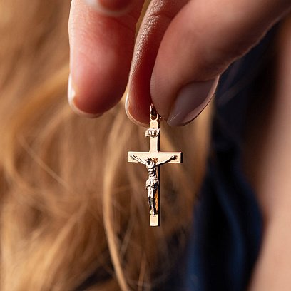 Золотий хрестик "Розп'яття" п03706 №2