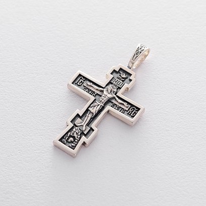 Срібний православний хрест (чорніння) 132709 №4
